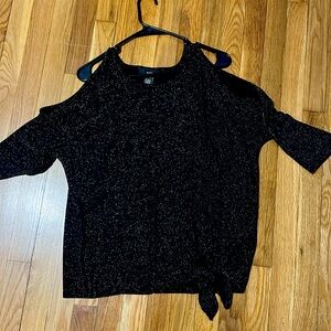 black glitter cold shoulder top